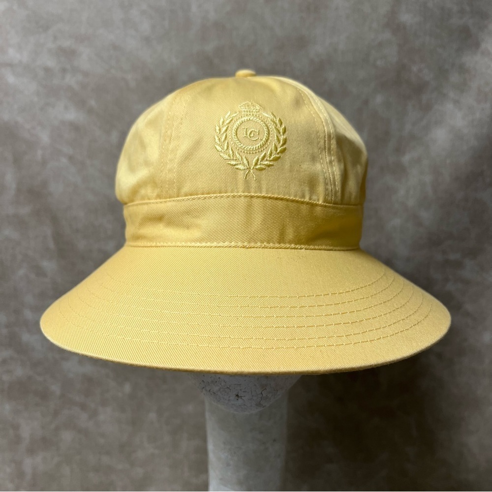 Retro Liz Claiborne Yellow Half Brim Hat 1990s with a Rubber Band Back